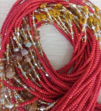 Deluxe Crystal African Waist Beads | Red and Stone