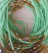 Deluxe Crystal African Waist Beads | Mint Green and Gold