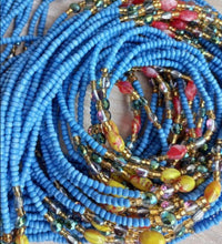 Deluxe Crystal African Waist Beads | Baby Blue Multi