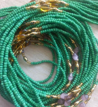 Deluxe Crystal African Waist Beads | Green Multi