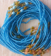 Deluxe Crystal African Waist Beads | Baby Blue Multi 2