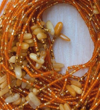 Deluxe Crystal African Waist Beads | Orange, Gold and Stone