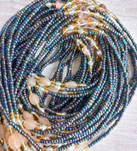 Deluxe Crystal African Waist Beads | Blue and Purple Multi