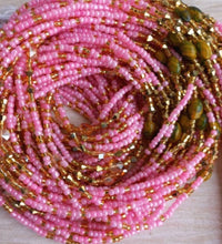 Deluxe Crystal African Waist Beads | Pink and Gold Multi