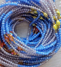 Deluxe Crystal African Waist Beads | Baby Blue and Clear Multi