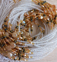 Deluxe Crystal African Waist Beads | Clear and Gold