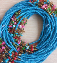 Deluxe Crystal African Waist Beads | Aqua Multi