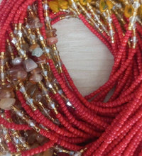 Deluxe Crystal African Waist Beads | Red and Stone