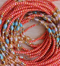 Deluxe Crystal African Waist Beads | Iridescent Orange Multi