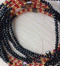 Deluxe Crystal African Waist Beads | Black, Red, and Gold