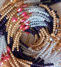 Deluxe Crystal African Waist Beads | Gold, Blue, and Clear