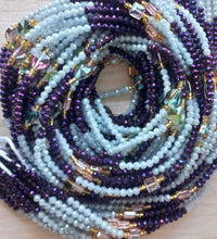 Deluxe Crystal African Waist Beads | Iridescent Blue and Light Blue