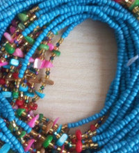 Deluxe Crystal African Waist Beads | Aqua Multi