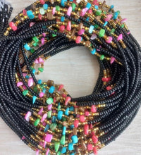 Deluxe Crystal African Waist Beads | Black Multi