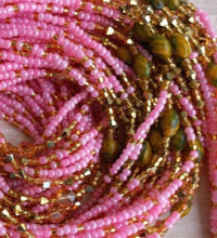 Deluxe Crystal African Waist Beads | Pink and Gold Multi