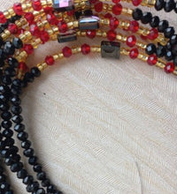 Deluxe Crystal African Waist Beads | Black, Red, and Gold