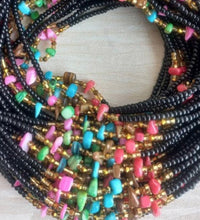 Deluxe Crystal African Waist Beads | Black Multi