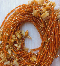 Deluxe Crystal African Waist Beads | Orange, Gold and Stone