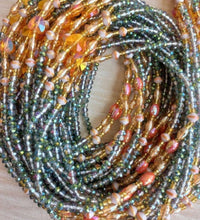 Deluxe Crystal African Waist Beads | Translucent Blue and Orange